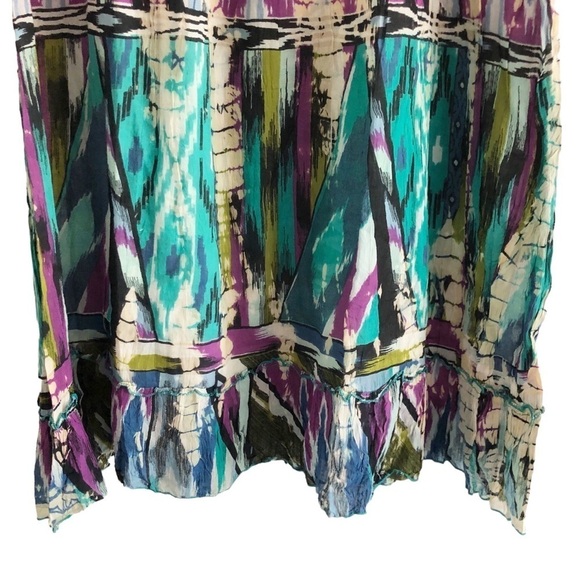 Raga Anthropologie Maxi Skirt Boho Peasant Smocked Waist Multicolored Small NWOT - Picture 4 of 10